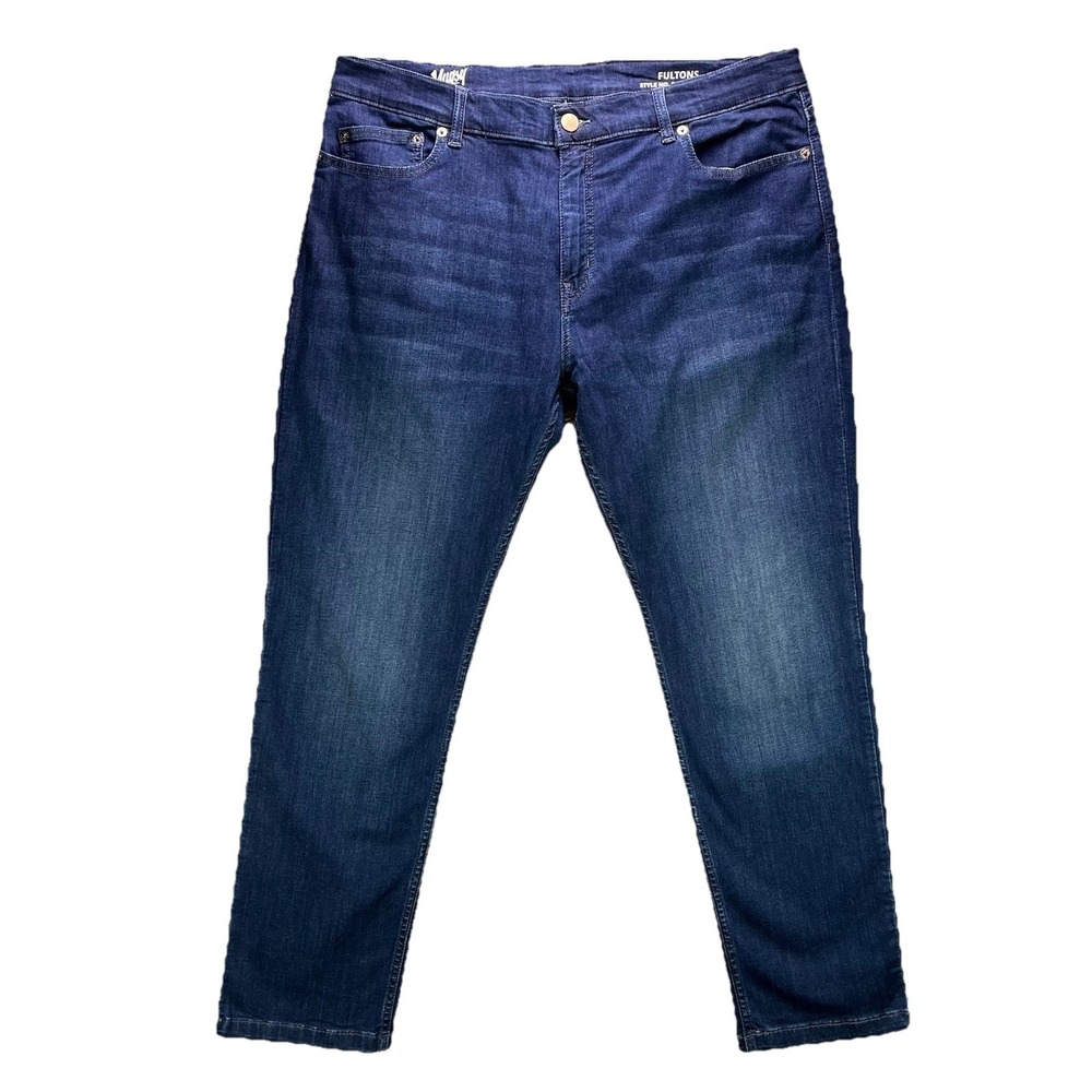 Mugsy Jeans Mens 40x30 Blue Fultons Stretch Tapered Dark Wash Denim Casual Soft